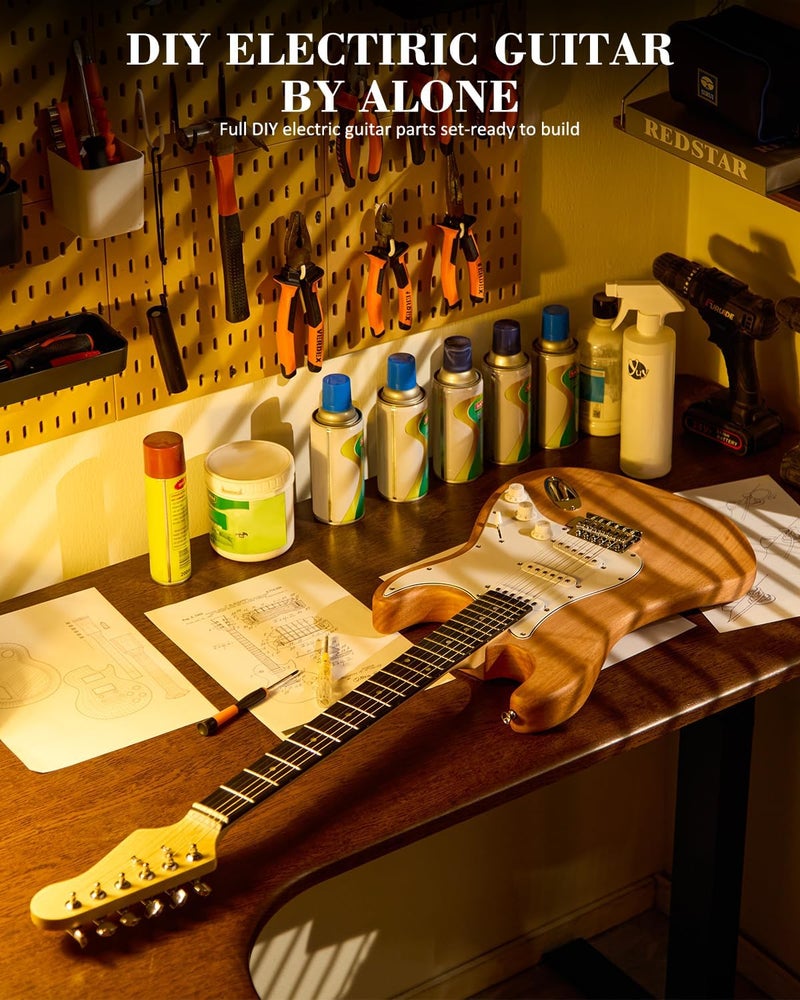 STRICH DIY Electric Guitar Kit, ST Style Mahogany Body & Maple Neck Guitar with SSS Pickups, Easy to Assemble Kit with All Parts Included – Build Your Own Electric Guitar - Image 2